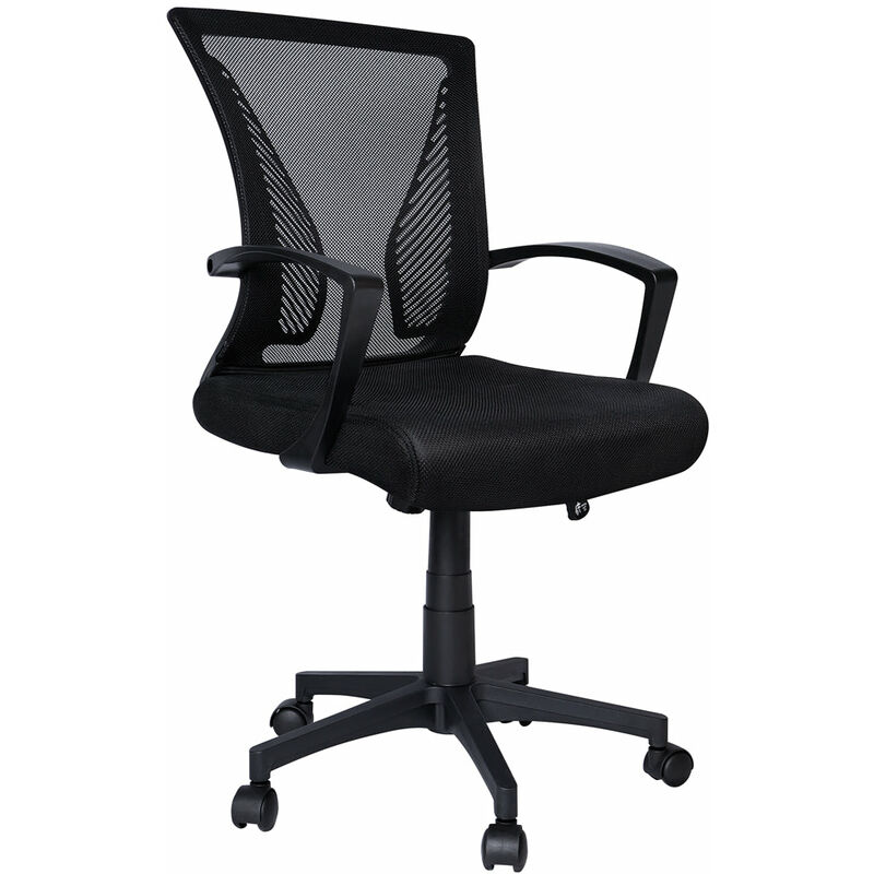 Vounot - Fauteuil de Bureau Ergonomique pivotant avec dossier toile respirant Noir