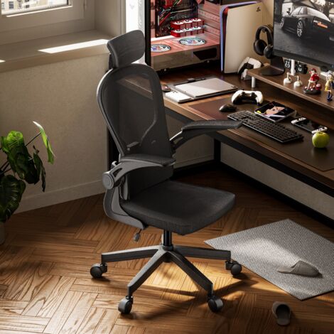 Fauteuil de Bureau Ergonomique Professionnel avec Soutien Lombaire & Tête Réglable - Dossier Respirant en Maille Noire, Accoudoirs 4D et Hauteur Ajustable  Design Modulable pour Télétravail/Bureau Mod