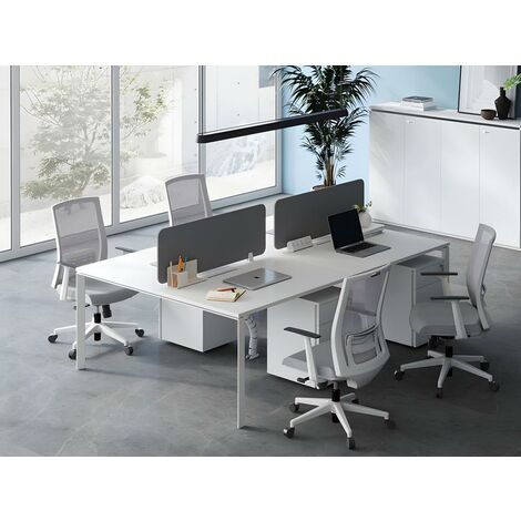 Fauteuil de bureau ergonomique professionnel - Tissu et nylon - Gris et blanc - FURNIA - Gris, Blanc