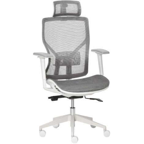 Fauteuil de bureau ergonomique Vinsetto avec appui-tête et dossier mesh gris 67x65x120-128 cm
