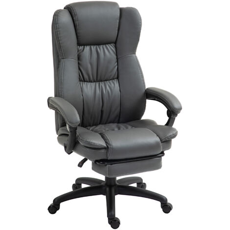 Fauteuil de bureau exécutif gris foncé 68,5x68,5x113-121cm pivotant et soulevable. Appuie-tête ergonomique avec vibration,massage et inclinaison.