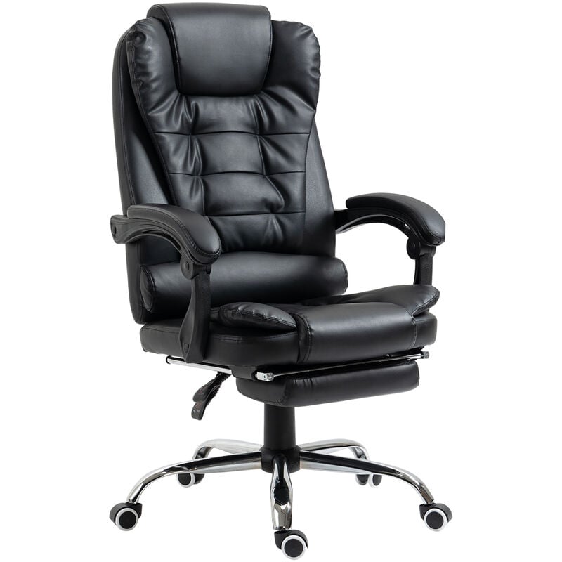 Homcom - Fauteuil de bureau fauteuil manager grand confort dossier inclinable roulettes p.u 64,5 x 69 x 127 cm noir - noir