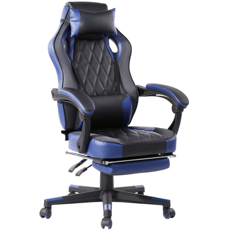 Chaise de gamer noir et bleu