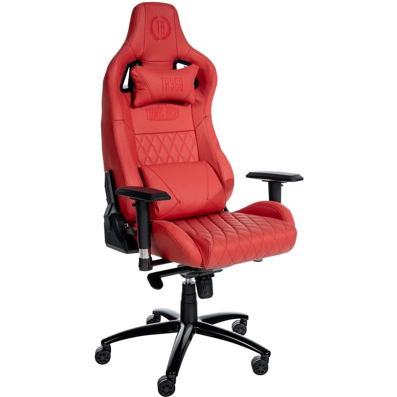 Chaise de bureau Keren en cuir rouge réel
