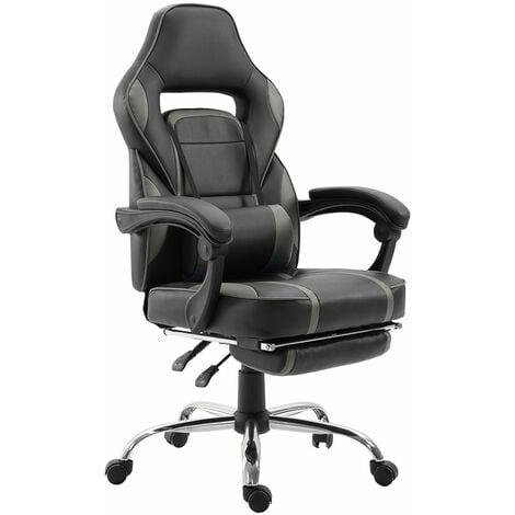 HAPPY GARDEN Fauteuil de bureau gamer noir et gris LINK