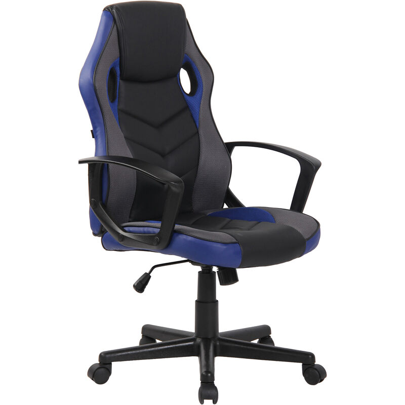 Fauteuil de bureau / Gaming Glendale en similicuir et tissu en maille Noir / Bleu