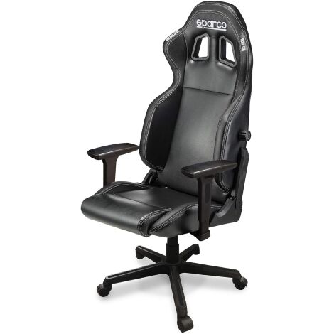 Fauteuil de bureau gaming noir – Assise abaissée et élargie – Dossier réglable – Dispositif anti-basculement – Sparco