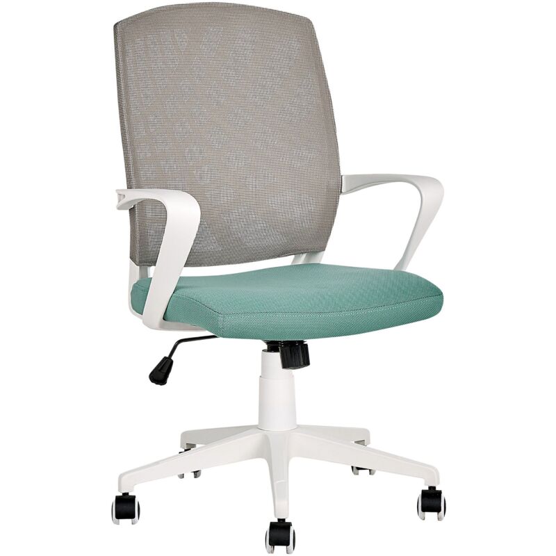 Fauteuil de bureau Réglable et Pivotant Moderne en Polyester Gris et Bleu Bonny