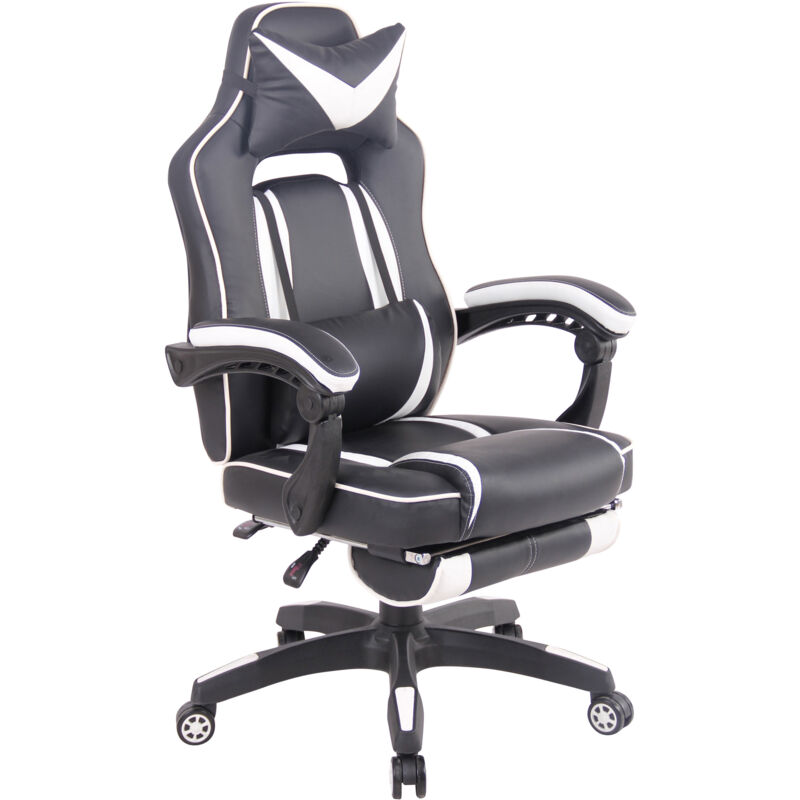 CLP - Heat Gaming Chair en simili cuir blanc/noir