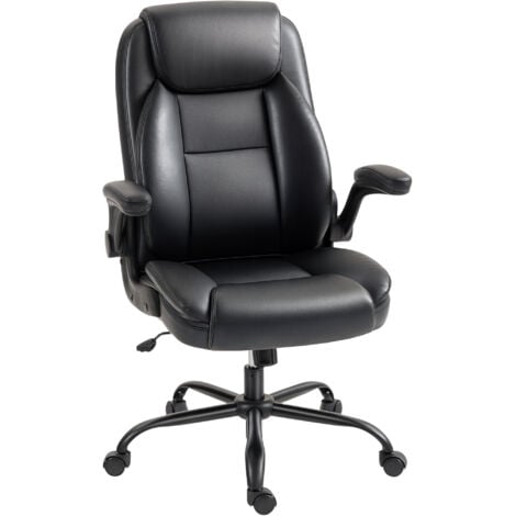 Fauteuil de bureau - HOMCOM - accoudoirs relevables, hauteur réglable - cuir synthétique - 72 x 79 x 106-114 cm - noir