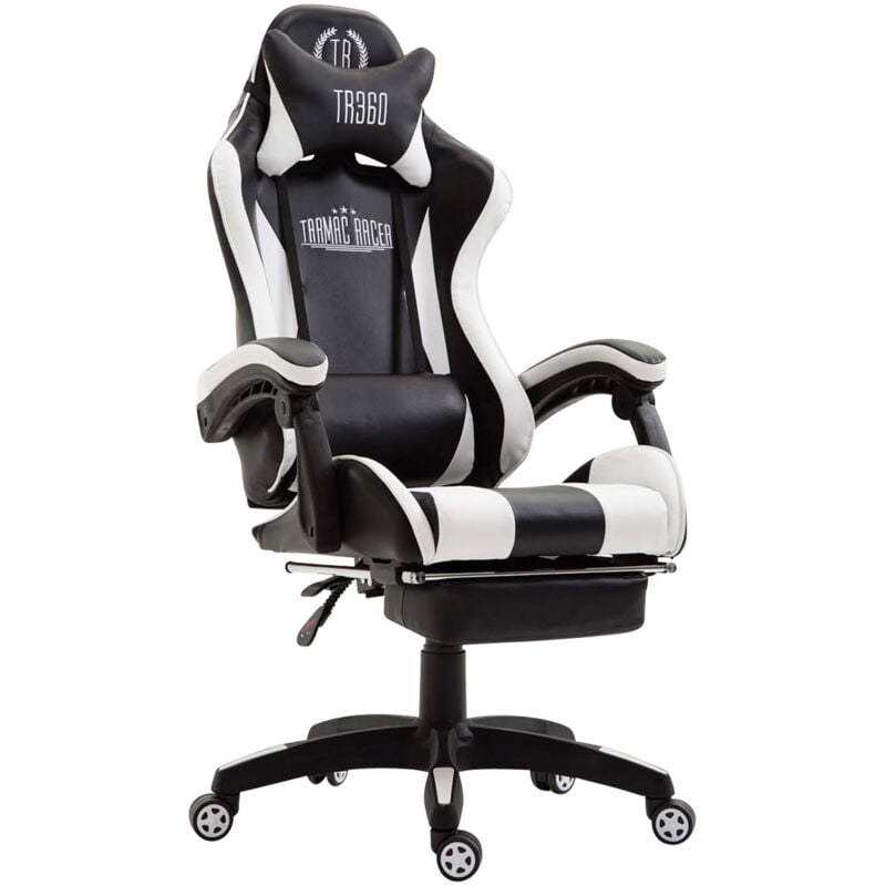 Chaise de jeu Le cuir d'imitation équipé de repose de pied élégante et confortable différentes couleurs colore : noir blanc