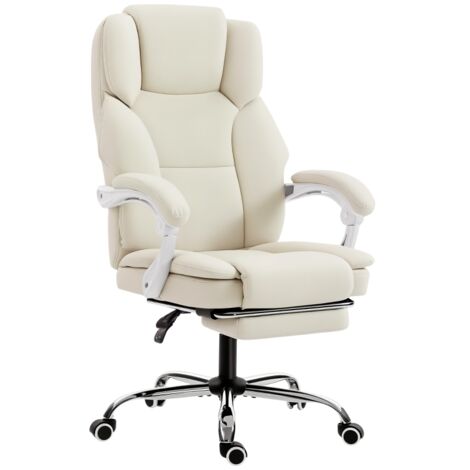 Fauteuil de bureau inclinable réglable avec repose-pieds – Beige (64 x 73 x 120 cm)