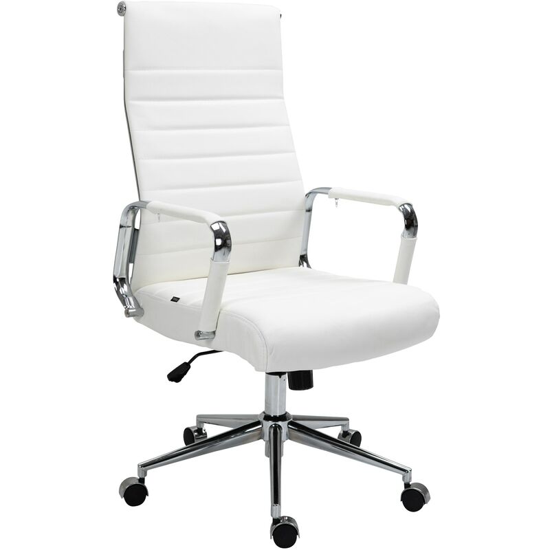 Fauteuil de bureau Kolumbus en véritable cuir Blanc