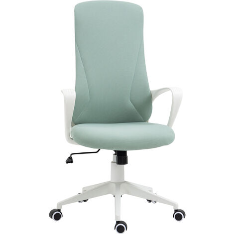 Fauteuil de bureau manager ergonomique inclinable réglable acier nylon blanc polyester vert d'eau - Vert