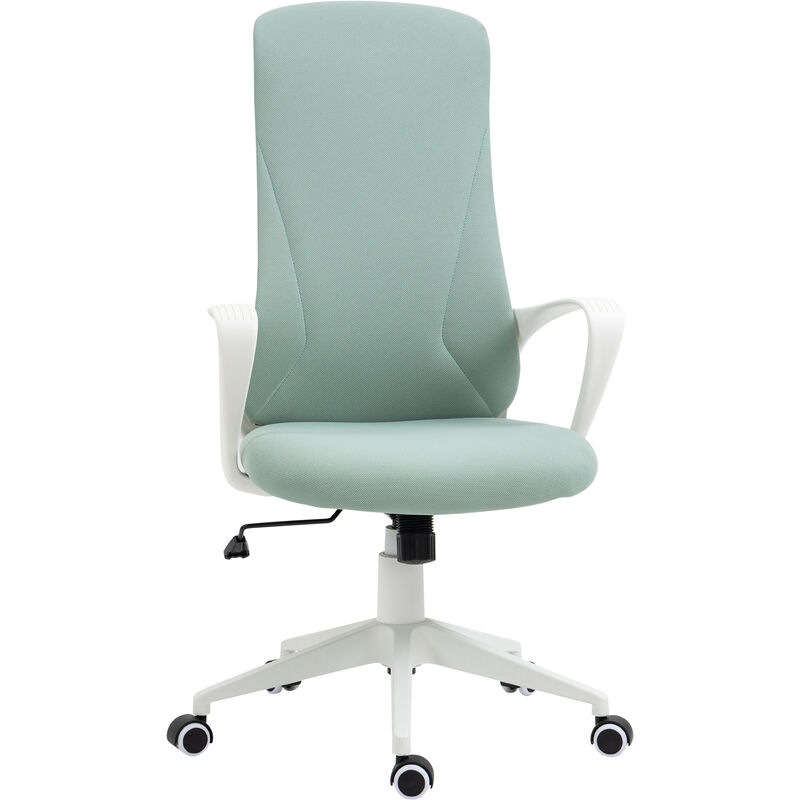 vinsetto - fauteuil de bureau manager ergonomique inclinable réglable acier nylon blanc polyester vert d'eau
