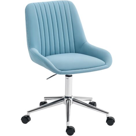 Fauteuil de Bureau Maquillage Ergonomique, Assise Rembourrée, Similicuir, Réglable, Pivotant, Design Moderne Bleu