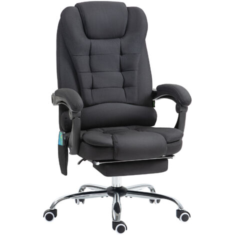 Fauteuil de bureau – Massage, ergonomique, fonction repos et chaleur, hauteur réglable, appuie-tête, télécommande. Noir.