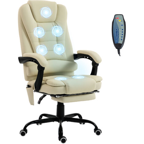 Fauteuil de bureau massant beige réglable