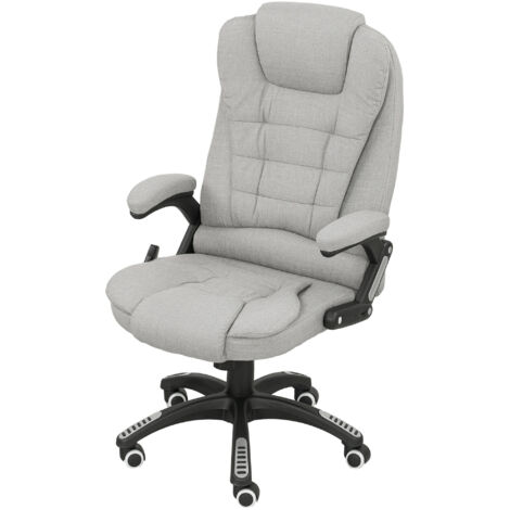 Fauteuil de bureau massant chauffant, hauteur réglable, dossier inclinable, télécommande, gris