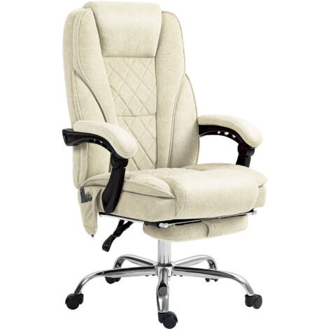 Fauteuil de bureau massant chauffant velours ALESSIO beige sable