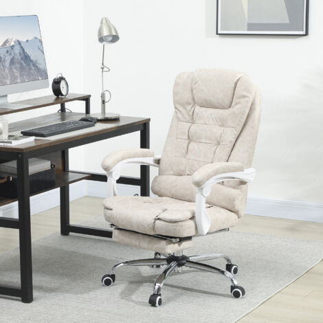 Fauteuil de bureau massant et chauffant. chaise de bureau. hauteur réglable. dossier inclinable. 65x70x111-119cm. crème