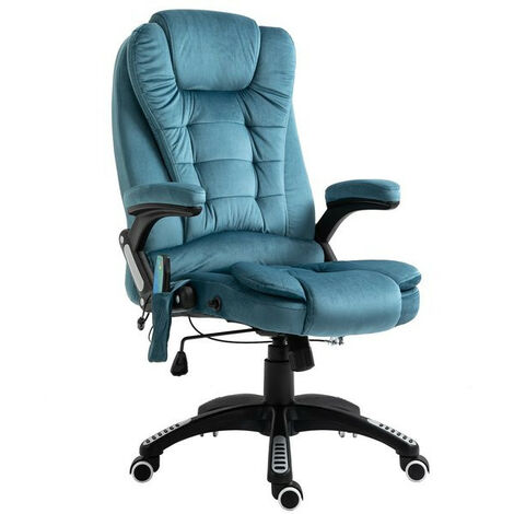 HOMCOM Chaise de bureau velours fauteuil bureau massant coussin lombaire  intégré hauteur réglable pivotante 360° rose poudré - Cdiscount Maison