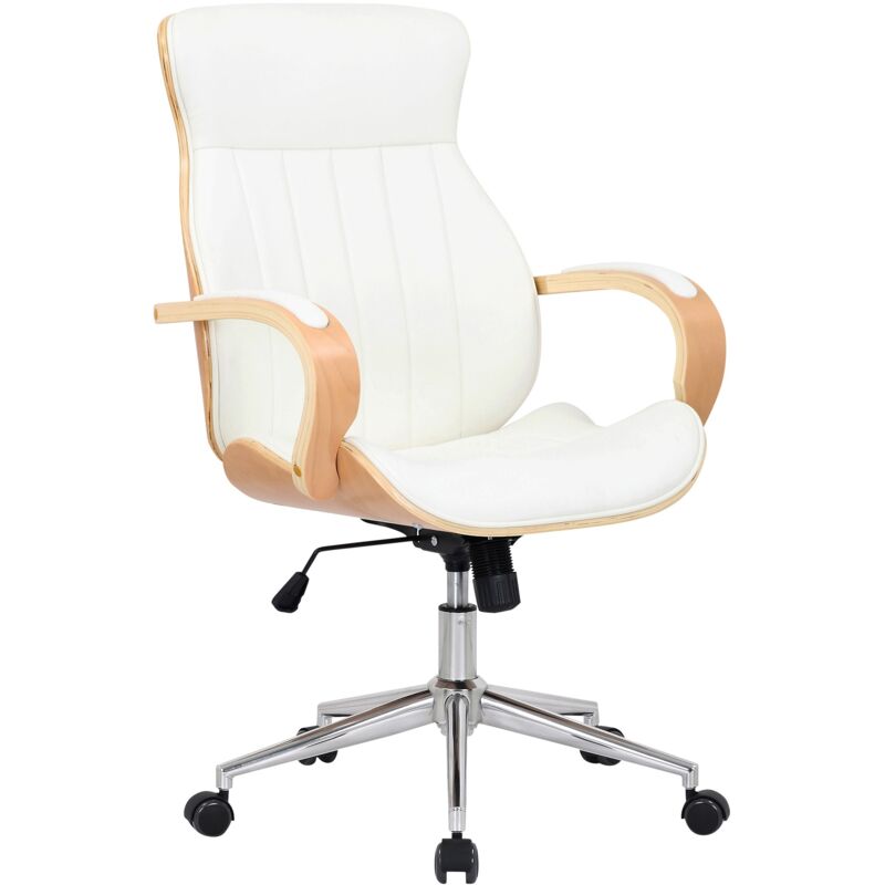 CLP Fauteuil de bureau Melilla en similicuir , Nature / Blanc