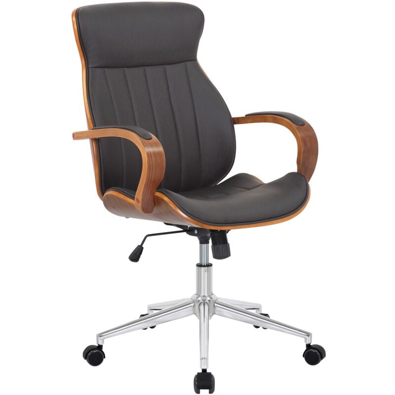 CLP - Chaise de bureau Melilla en bois et noix / marron Similpelle