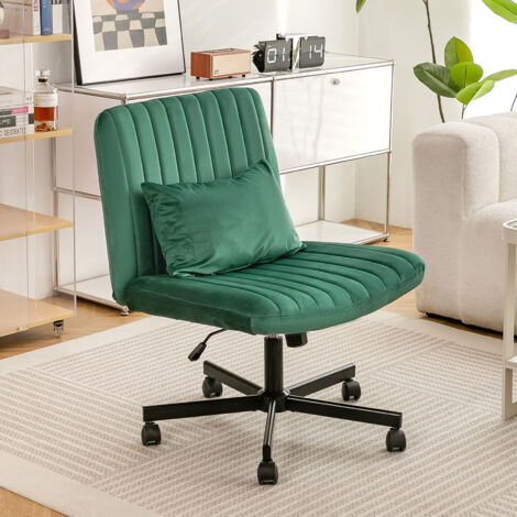 Fauteuil de bureau moderne home office – Siège pivotant réglable en hauteur sans accoudoirs avec roulettes silencieuses et coussin rembourré – Fauteuil de travail en tissu élégant pour salon et bureau