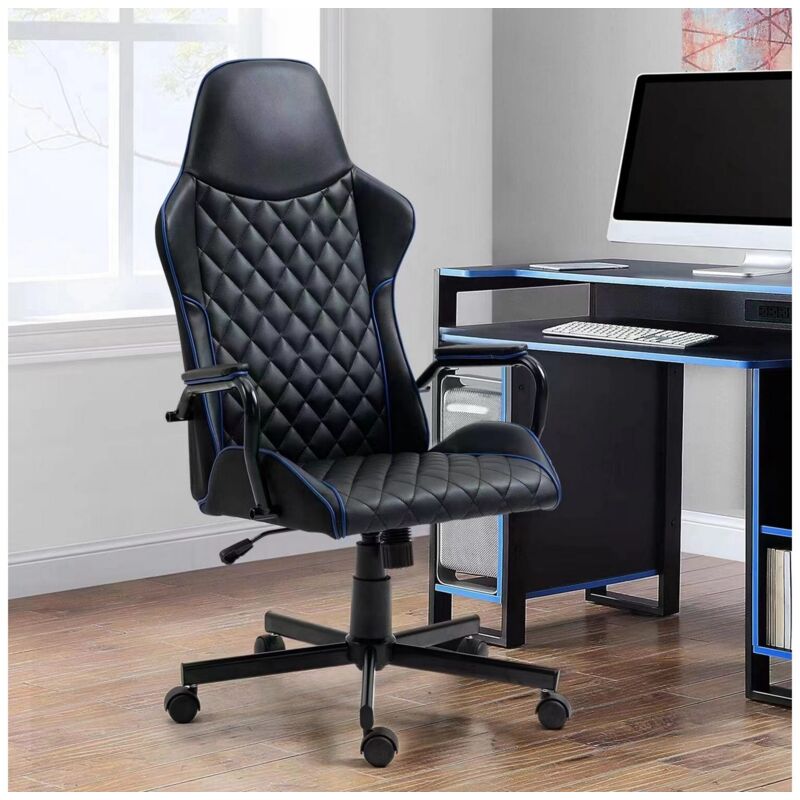 Deco In Paris - Fauteuil de bureau noir et bleu en simili cuir atomic Deco In Paris - Fauteuil de bureau noir et bleu en simili cuir atomic