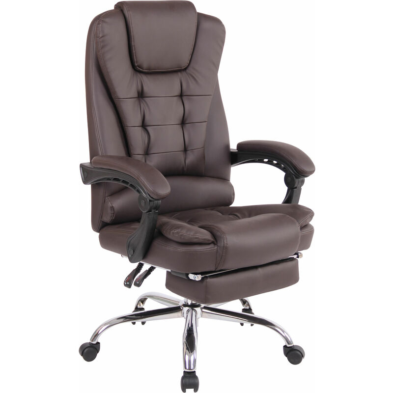 Chaise de bureau moderne en cuir écologique avec repose-pieds et roues réglables dans différentes couleurs Couleur : marron