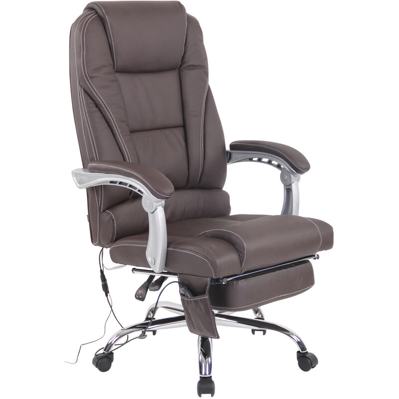 Chaise de bureau du Pacifique en cuir réel avec une fonction massante marron