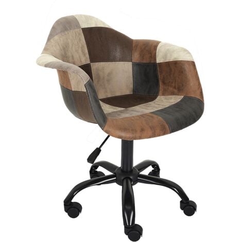 Chaise de bureau patchwork réglable en hauteur avec 5 roulettes -  multicouleur - Conforama