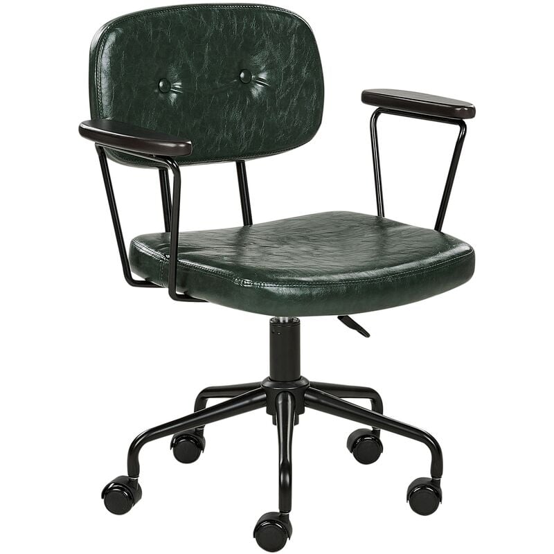 fauteuil de bureau pivotant et ajustable en cuir pu vert foncé algerita - vert