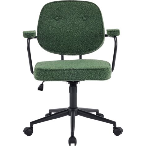 Fauteuil de bureau pivotant et réglable en hauteur en tissu bouclé vert - Ann