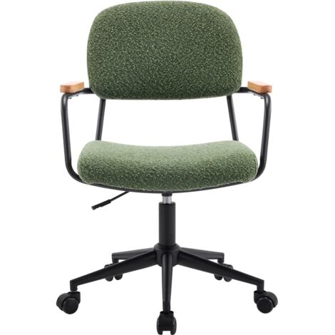 Fauteuil de bureau pivotant et réglable en hauteur en tissu bouclé vert - Gianni