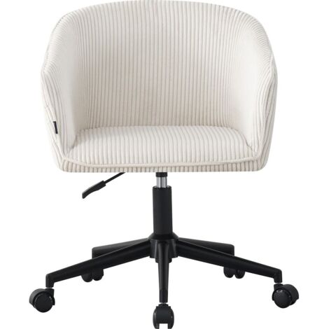 Fauteuil de bureau pivotant et réglable en hauteur en velours côtelé beige - Marlo
