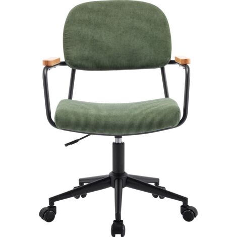 Fauteuil de bureau pivotant et réglable en hauteur en velours côtelé vert kaki - Gianni
