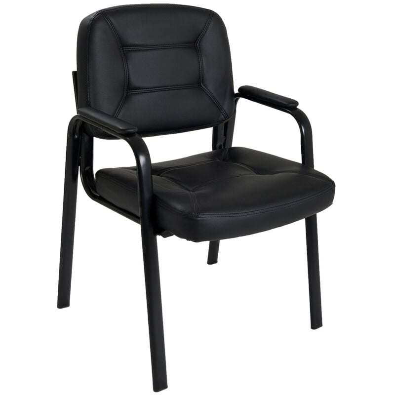 Idralite - Chaise de bureau rembourrée similcuir noir salle d'attte conférce visiteurs