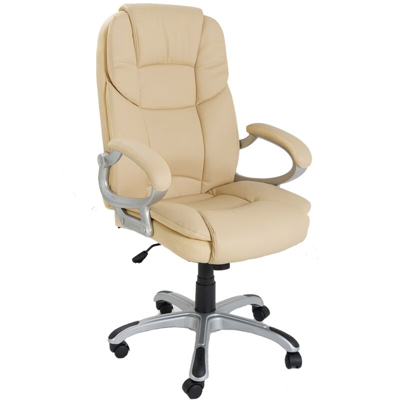 Fauteuil de bureau chaise ergonomique pivotante inclinable similcuir beige