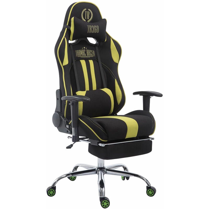 Chaise de bureau Design sportif en tissu avec repose-pieds et roues différentes couleurs Couleur : Noir et vert