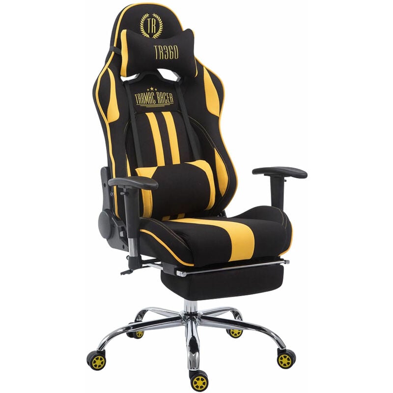 Chaise de bureau Design sportif en tissu avec repose-pieds et roues différentes couleurs Couleur : Noir et jaune