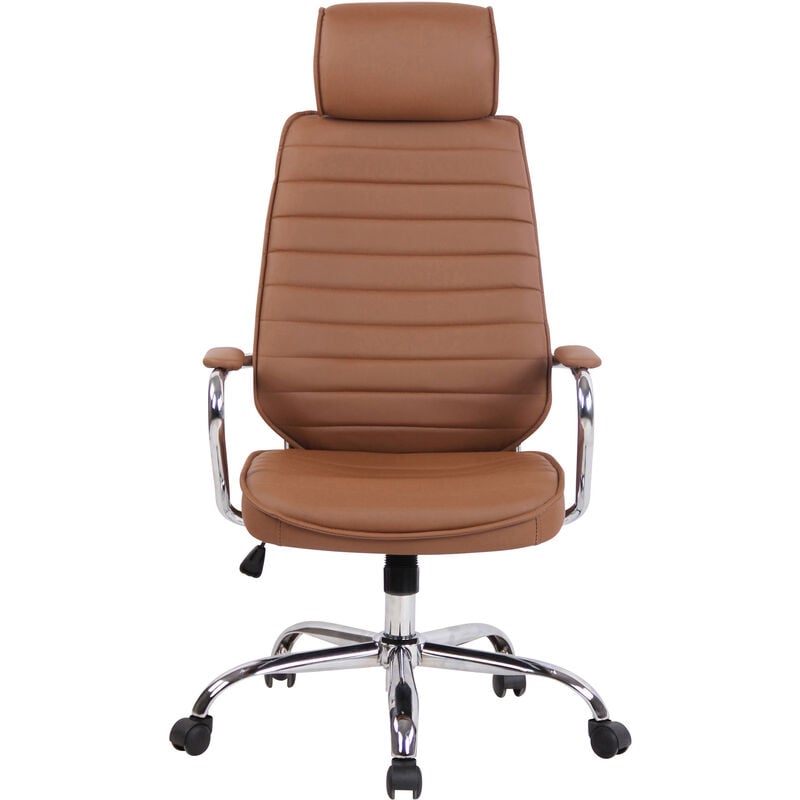 Légant chaise de bureau moderne avec appuie-tête en cuir écologique différentes couleurs Couleur : brun clair