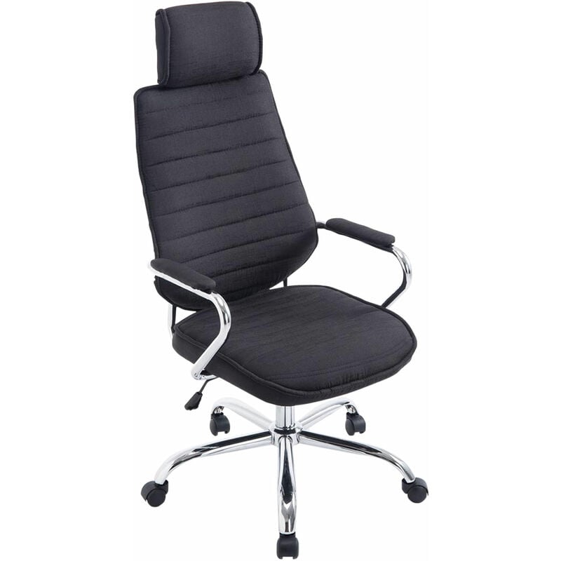 Chaise de bureau + roues entièrement rembourrée avec différentes couleurs de doublure en tissu colore : noir