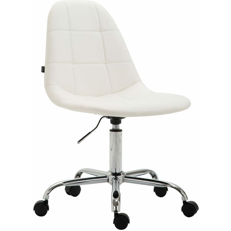 CLP - Chaise de bureau élégante en fauteuil en cuir écologique avec siège réglable dans différentes couleurs Couleur : Blanc