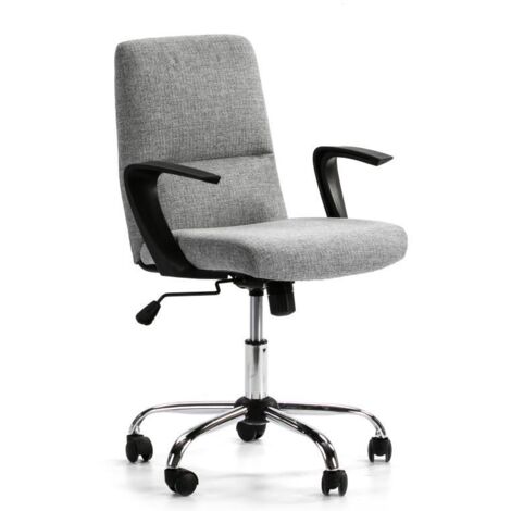 Fauteuil de Bureau relevable et reclinable Teo matelassé avec Tissu Gris Clair