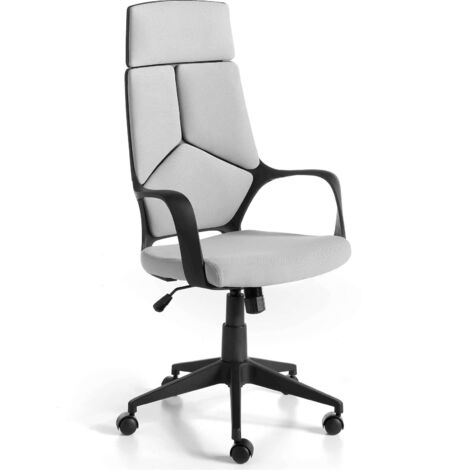Fauteuil de bureau rembourré tissu pivotant 360º réglable en hauteur structure acier peint - Gris, foncé