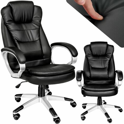 Tectake – Fauteuil de bureau réglable en hauteur – Rembourrage extra-épais 12 cm – Dossier ergonomique 52x70 cm – Noir