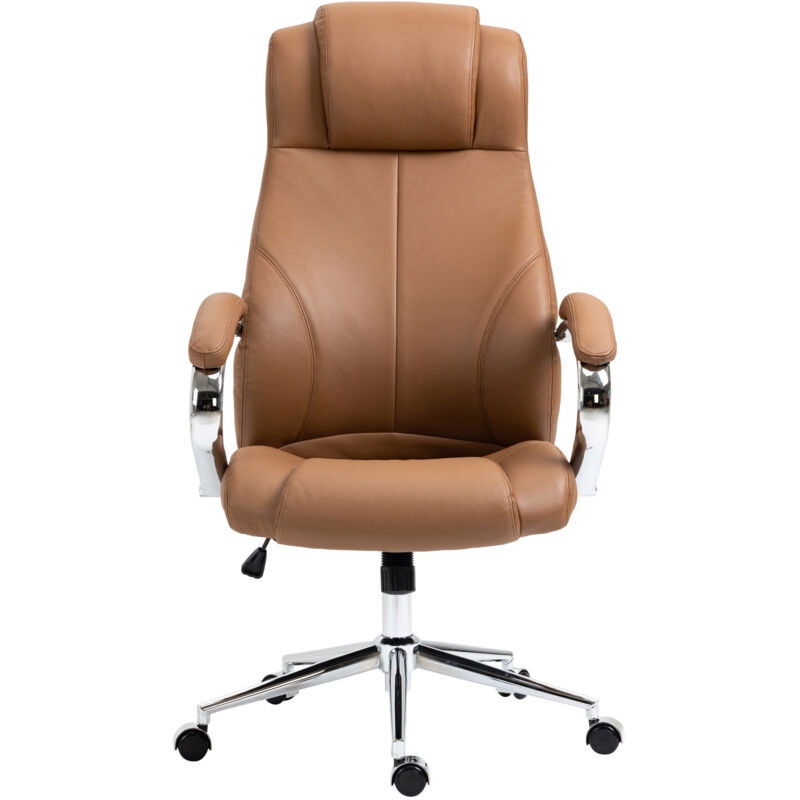 CLP Fauteuil de bureau Salford en véritable cuir ajustable et pivotant , Marron clair