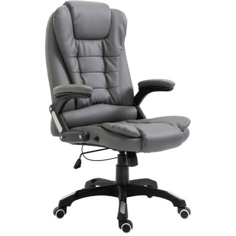 Fauteuil de bureau simili cuir gris Grease